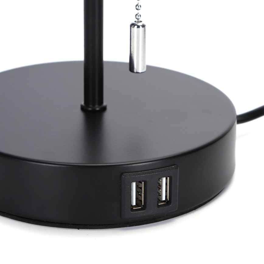 Aigostar - Lámpara de mesa con puerto USB 1xE27/40W/230V negro