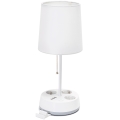 Aigostar - Lámpara de mesa con tomas de corriente y puertos USB 1xE27/60W/230V blanca