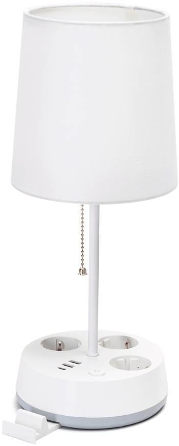 Aigostar - Lámpara de mesa con tomas de corriente y puertos USB 1xE27/60W/230V blanca