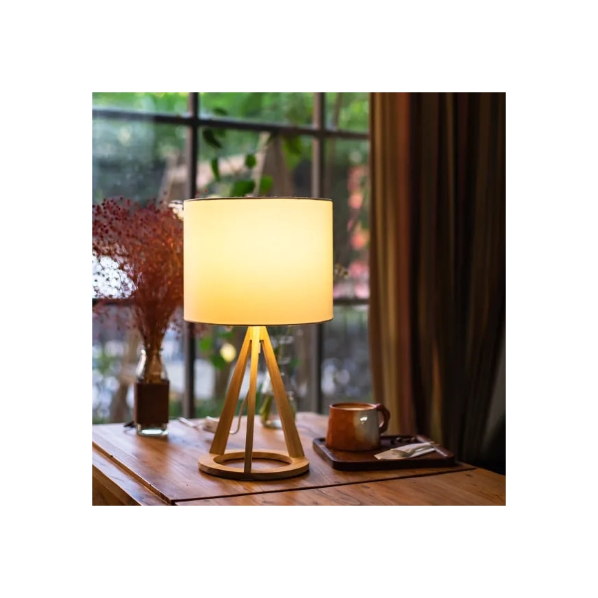 Aigostar - Lámpara de mesa de madera 1xE27/60W/230V acabado en pino
