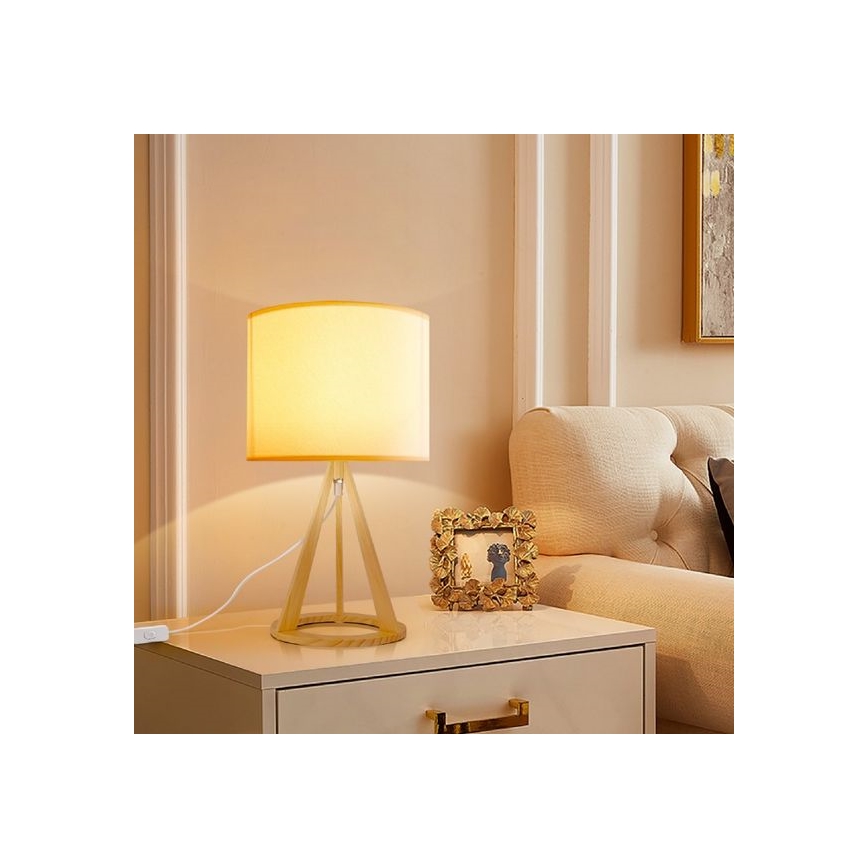 Aigostar - Lámpara de mesa de madera 1xE27/60W/230V acabado en pino