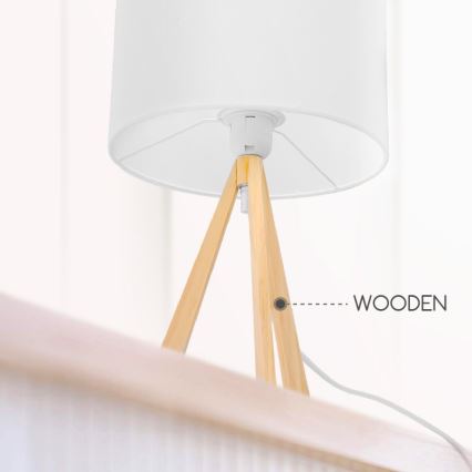 Aigostar - Lámpara de mesa de madera 1xE27/60W/230V acabado en pino