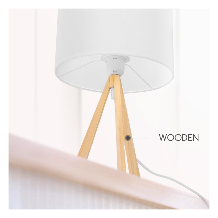 Aigostar - Lámpara de mesa de madera 1xE27/60W/230V acabado en pino