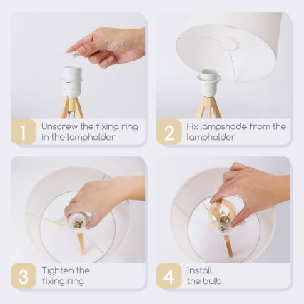 Aigostar - Lámpara de mesa de madera 1xE27/60W/230V, pino