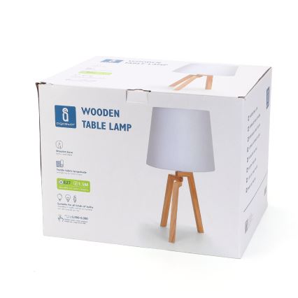 Aigostar - Lámpara de mesa de madera 1xE27/60W/230V, pino