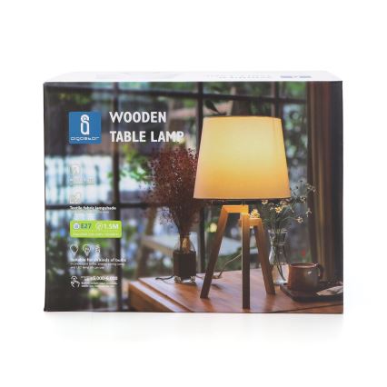 Aigostar - Lámpara de mesa de madera 1xE27/60W/230V, pino