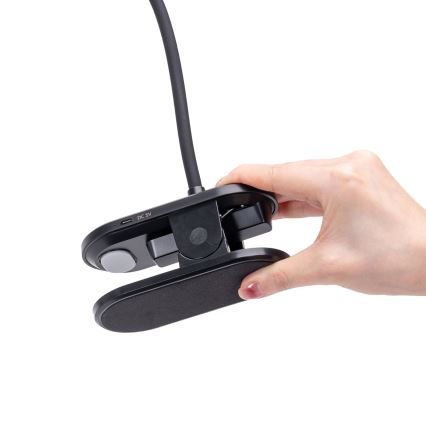 Aigostar - Lámpara de mesa LED recargable regulable con clip LED/3W/5V 1800mAh negro