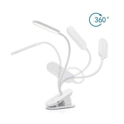 Aigostar - Lámpara de mesa LED regulable recargable con clip LED/2,5W/5V 1200mAh blanco