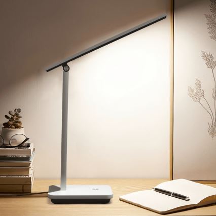 Aigostar - Lámpara de mesa LED recargable y regulable LED/5W/5V 3000-6500K blanco/negro