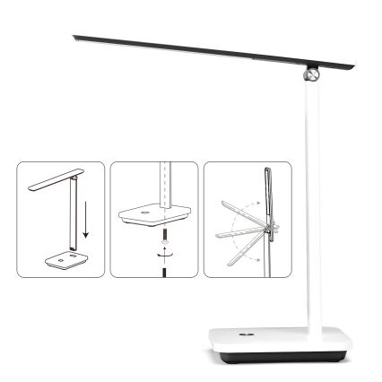 Aigostar - Lámpara de mesa LED recargable y regulable LED/5W/5V 3000-6500K blanco/negro