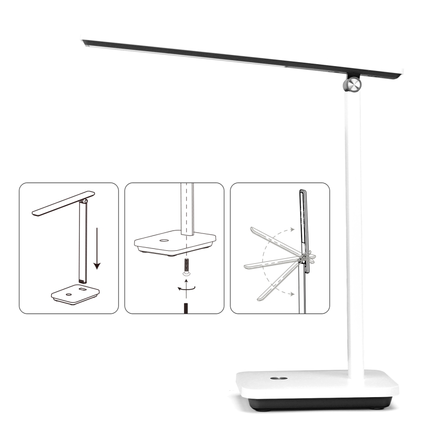 Aigostar - Lámpara de mesa LED recargable y regulable LED/5W/5V 3000-6500K blanco/negro