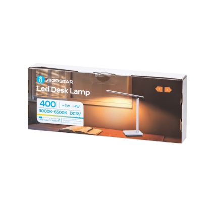 Aigostar - Lámpara de mesa LED recargable y regulable LED/5W/5V 3000-6500K blanco/negro