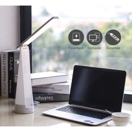 Aigostar - Lámpara de mesa LED recargable y regulable LED/7W/5V 4000K 4400 mAh blanco