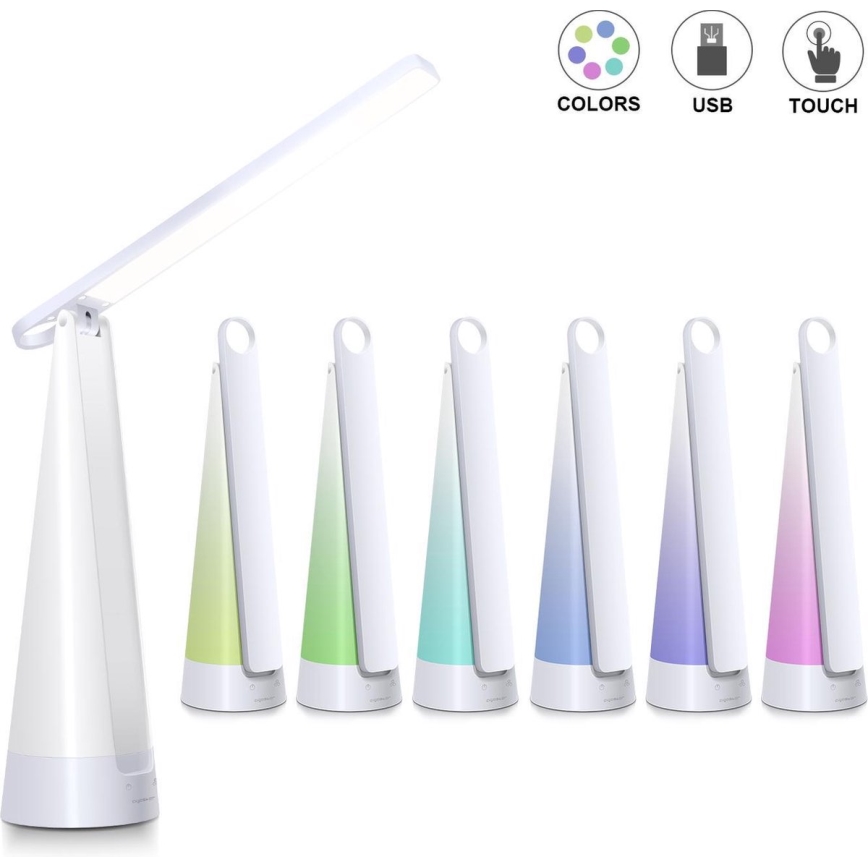Aigostar - Lámpara de mesa LED recargable y regulable LED/7W/5V 4000K 4400 mAh blanco