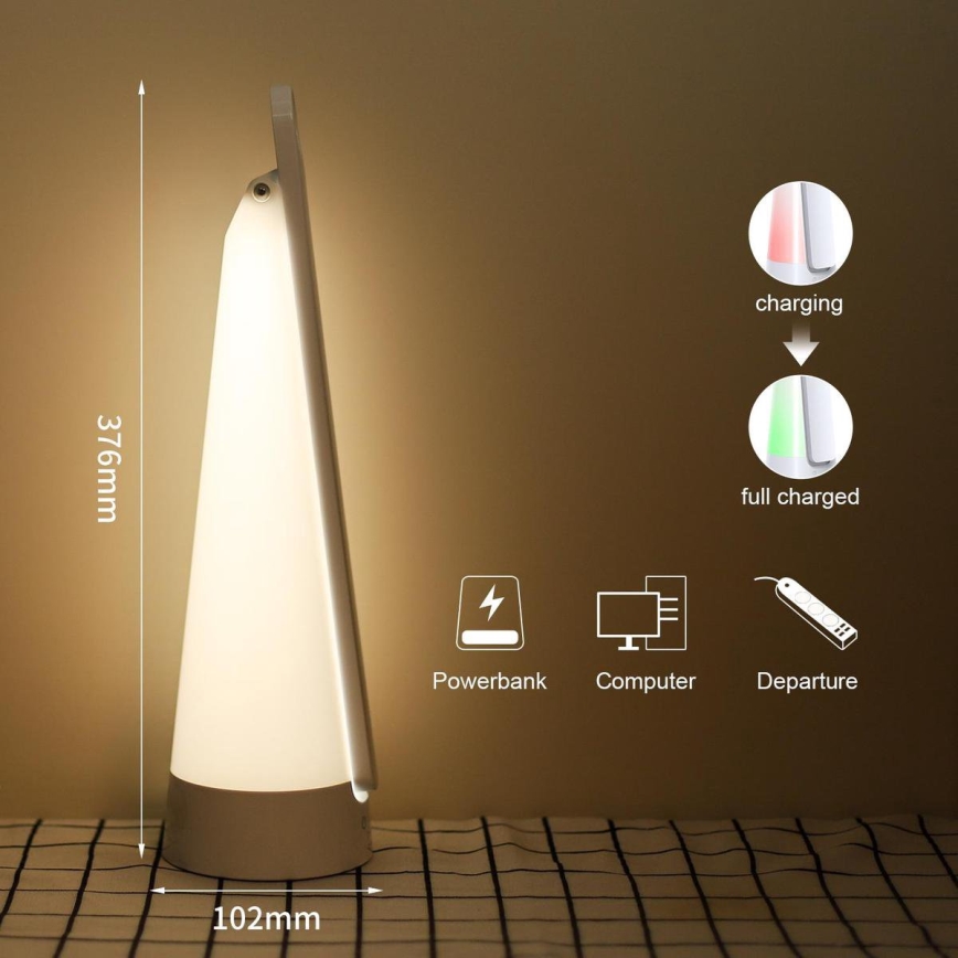 Aigostar - Lámpara de mesa LED recargable y regulable LED/7W/5V 4000K 4400 mAh blanco
