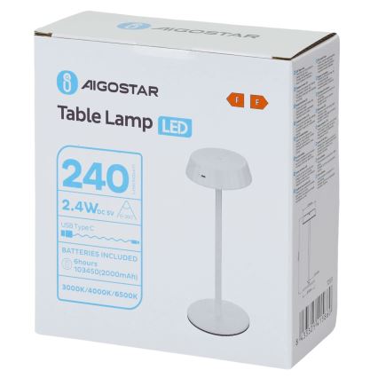 Aigostar - Lámpara de mesa LED regulable AMBIENT LED/2,4W/5V 3000-6500K blanca