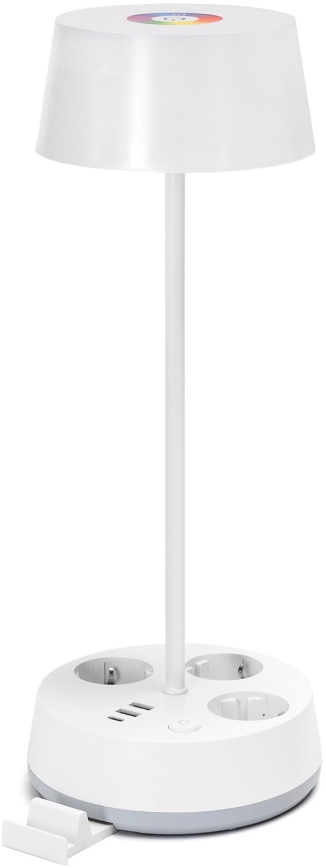 Aigostar - Lámpara de mesa LED RGBW regulable con enchufes y USB LED/4,6W/230V 3000/4000/6500K blanca