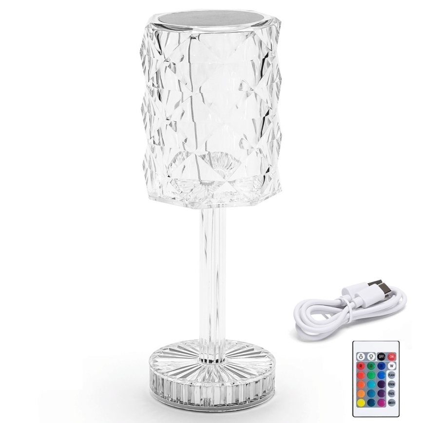 Aigostar - Lámpara de mesa recargable y regulable LED RGB LED/1W/5V 1800mAh 26 cm + mando a distancia