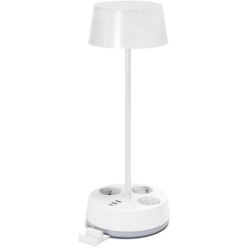 Aigostar - Lámpara de mesa regulable LED con enchufes y USB LED/4,6W/230V 3000/4000/6500K blanca