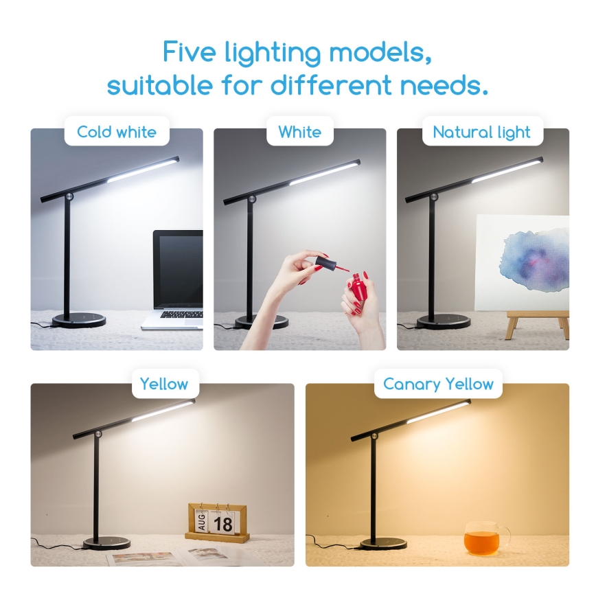 Aigostar - Lámpara de mesa regulable LED táctil LED/8W/230V 3000-6000K negro