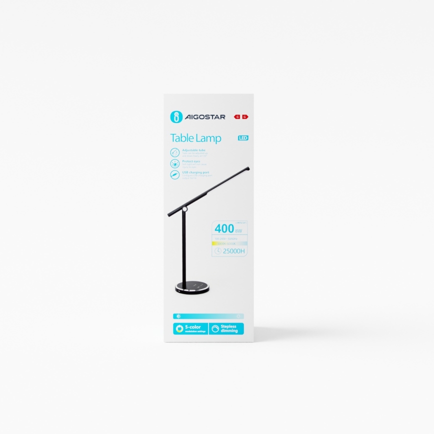 Aigostar - Lámpara de mesa regulable LED táctil LED/8W/230V 3000-6000K negro