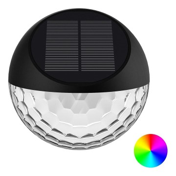 Aigostar - Lámpara de pared solar LED RGB LED/2W/1,2V 300 mAh negra IP44
