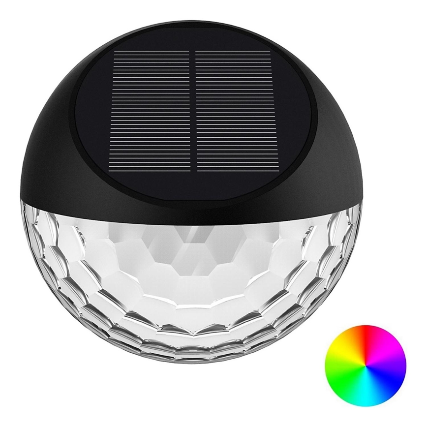 Aigostar - Lámpara de pared solar LED RGB LED/2W/1,2V 300 mAh negra IP44