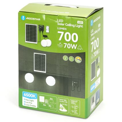 Aigostar - Lámpara de techo solar LED con sensor 2xLED/35W/3,7V 6000 mAh IP65 + control remoto