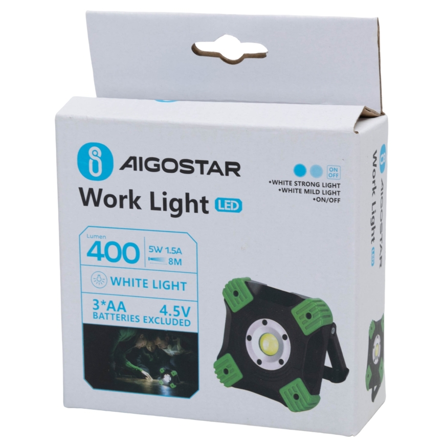 Aigostar - Lámpara de trabajo LED/5W/3xAA 6500K IP44