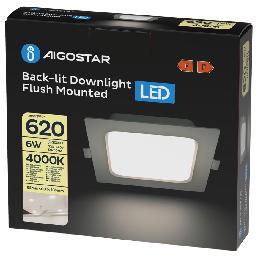 Aigostar - Lámpara empotrable LED/6W/230V 4000K 12x12 cm blanca