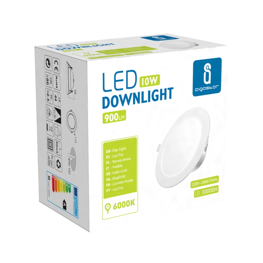 Aigostar - Lámpara empotrable de baño LED LED/10W/230V 6000K IP44 diá. 11,5 cm blanco