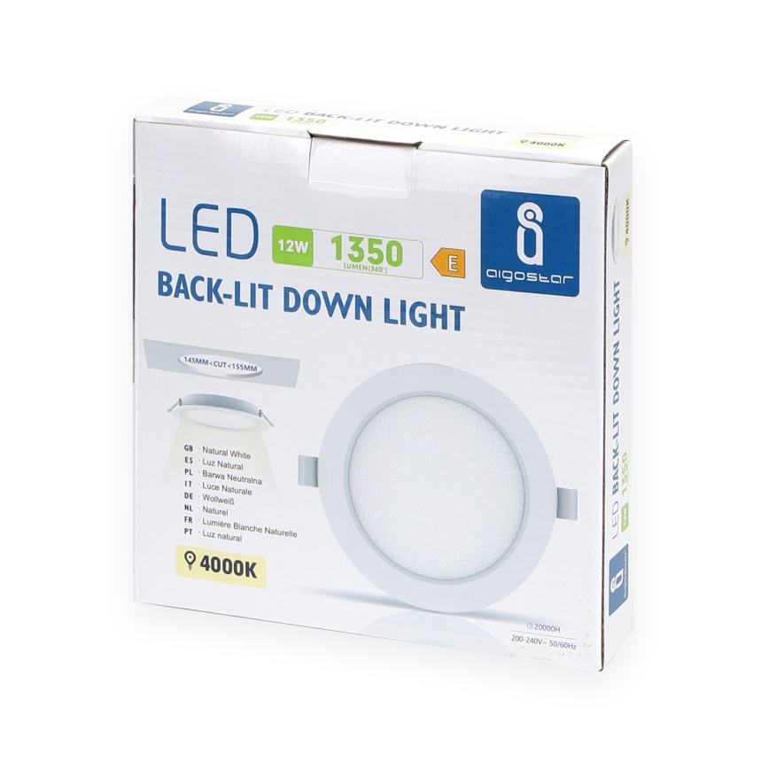 Aigostar - Lámpara empotrable LED LED/12W/230V 4000K diá. 17,5 cm blanco