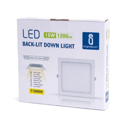 Aigostar - Lámpara empotrable LED LED/15W/230V 17,5x17,5 cm 3000K blanco
