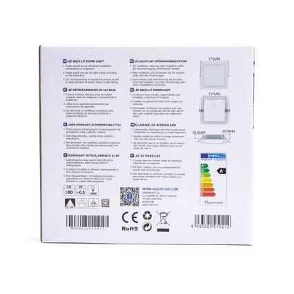 Aigostar - Lámpara empotrable LED LED/15W/230V 17,5x17,5 cm 3000K blanco
