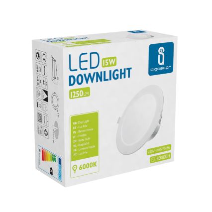 Aigostar - Lámpara empotrable de baño LED LED/15W/230V 6000K IP44 diá. 14,5 cm blanco