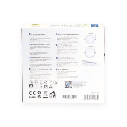 Aigostar - Lámpara empotrable LED LED/18W/230V 3000K diá. 27,5 cm blanco