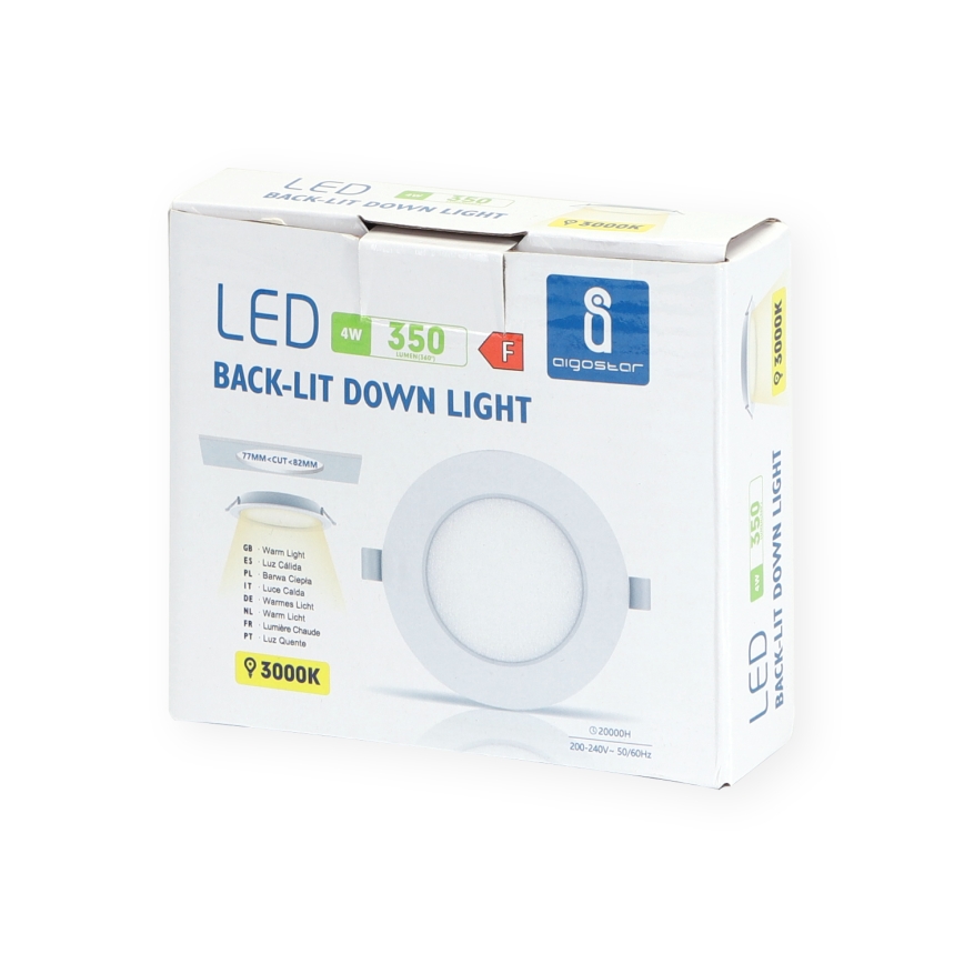 Aigostar - Lámpara empotrable LED LED/4W/230V 3000K diá. 9,8 cm blanco