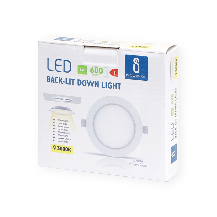 Aigostar - Lámpara empotrable LED LED/6W/230V 3000K diá. 11,8 cm blanco