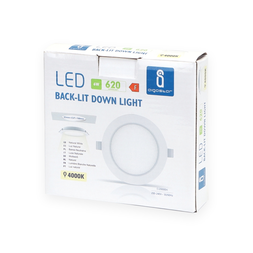 Aigostar - Lámpara empotrable LED LED/6W/230V 4000K diá. 11,8 cm blanco