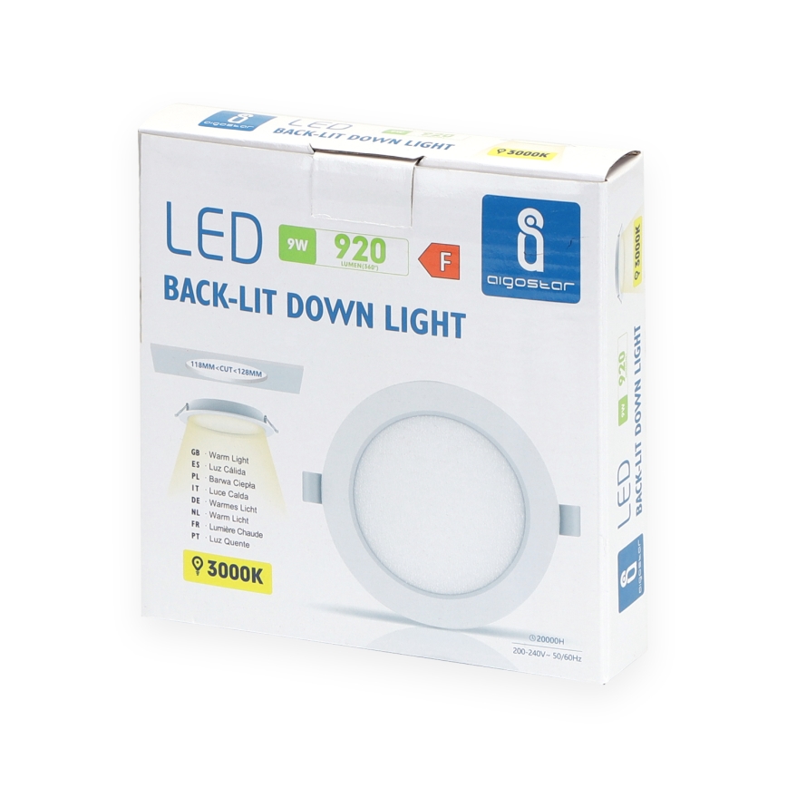 Aigostar - Lámpara empotrable LED LED/9W/230V 3000K diá. 11,8 cm blanco