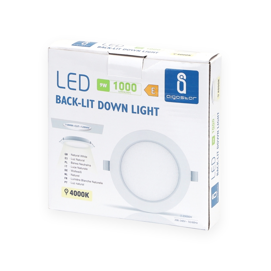 Aigostar - Lámpara empotrable LED LED/9W/230V 4000K diá. 14,5 cm blanco