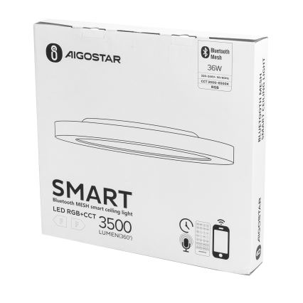 Aigostar - Lámpara de techo LED RGBW regulable MESH LED/36W/230V 3000-6500K blanca + mando a distancia