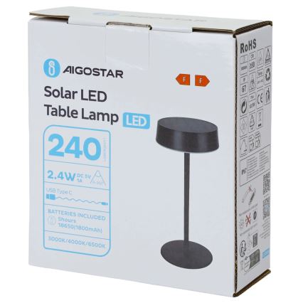 Aigostar - LED Lámpara solar LED/2,4W/5V IP44 1800 mAh
