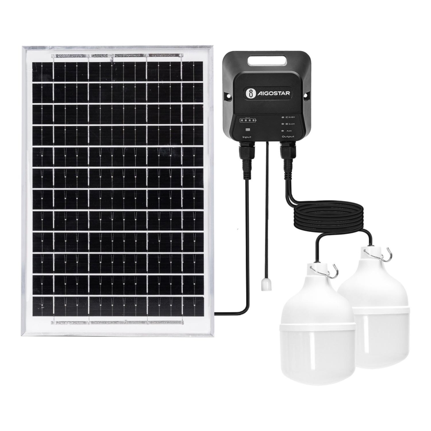 Aigostar - Lámpara solar LED 2xLED/35W/12V 6000 mAh 6500K diá. 10 cm + control remoto