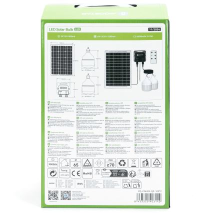 Aigostar - Lámpara solar LED 2xLED/35W/12V 6000 mAh 6500K diá. 10 cm + control remoto