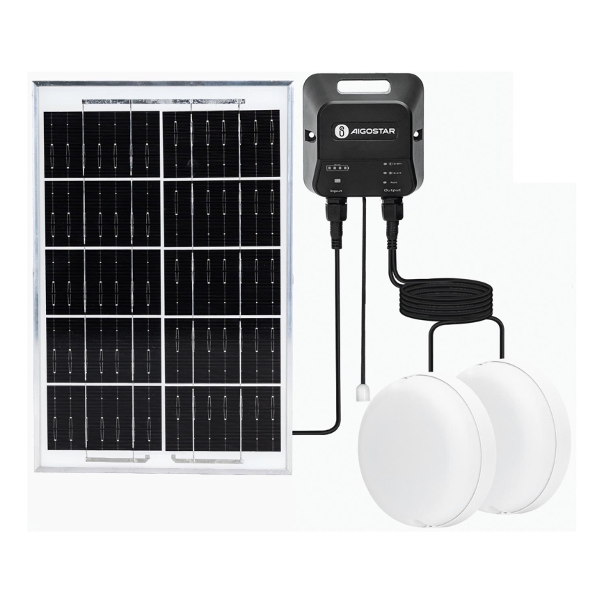 Aigostar - Lámpara solar LED 2xLED/35W/12V 6000 mAh 6500K diá. 16,8 cm + control remoto