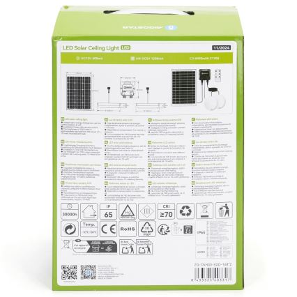 Aigostar - Lámpara solar LED 2xLED/35W/12V 6000 mAh 6500K diá. 16,8 cm + control remoto