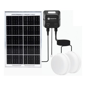 Aigostar - Lámpara solar LED 2xLED/35W/12V 6000 mAh 6500K Ø 16,8 cm + mando a distancia