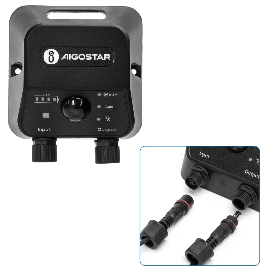 Aigostar - Lámpara solar LED con sensor 2xLED/35W/12V 6000 mAh 6500K diá. 10 cm + control remoto