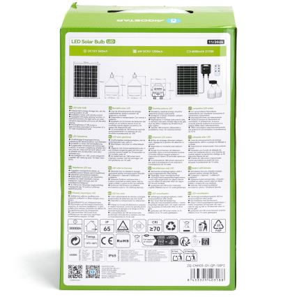Aigostar - Lámpara solar LED con sensor 2xLED/35W/12V 6000 mAh 6500K diá. 10 cm + control remoto